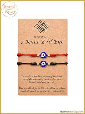 Evil Eye 7 Knot Red String Bracelet Adjustable